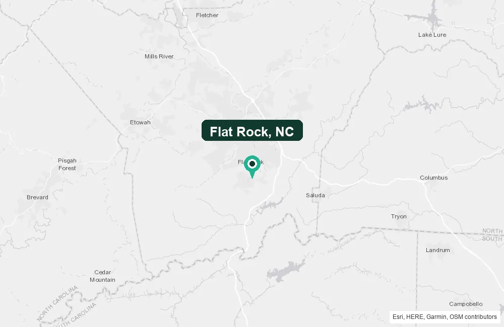 Map of Flat Rock, North Carolina and the surrounding Henderson County area service area